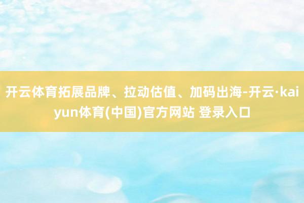 开云体育拓展品牌、拉动估值、加码出海-开云·kaiyun体育(中国)官方网站 登录入口